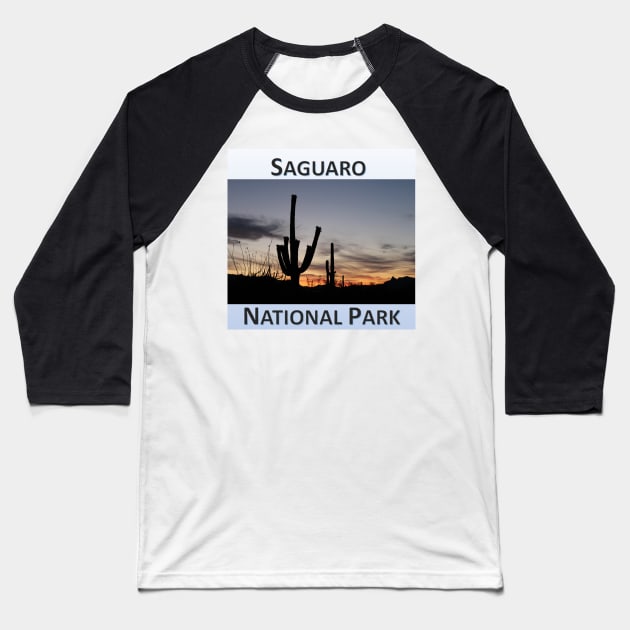 Saguaro National Park Sunrise Baseball T-Shirt by Battlefoxx Living Earth